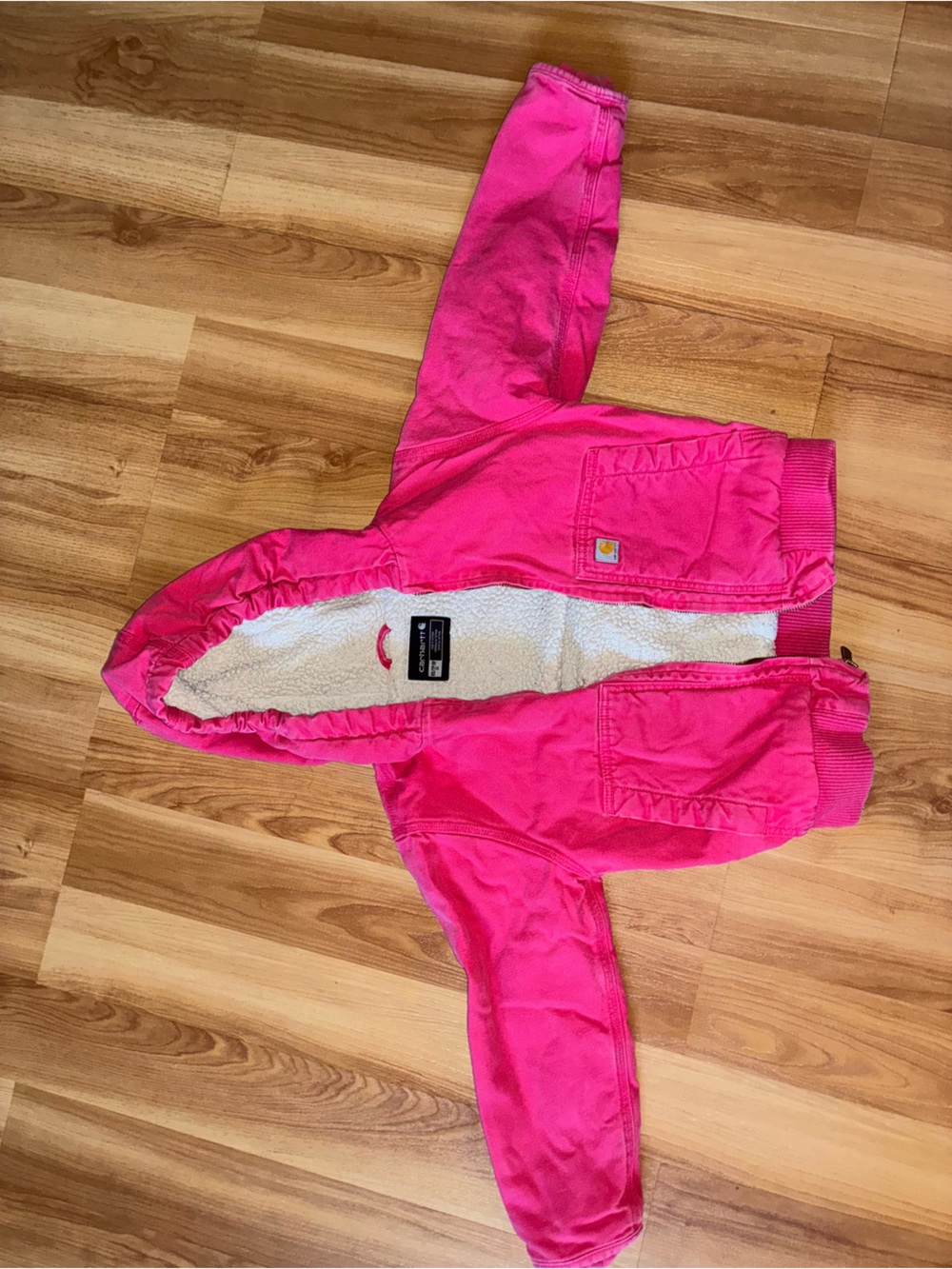 Carhartt Girls' Bright Pink Hooded Sherpa Jacket